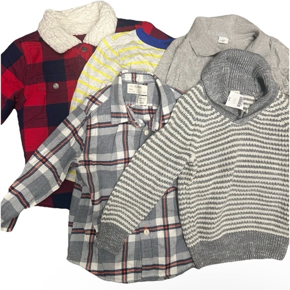 Lot Of 5 Toddler Boy Fall Winter Flannel Sweaters Size 3T JCrew Gap Size 3T - Picture 1 of 10